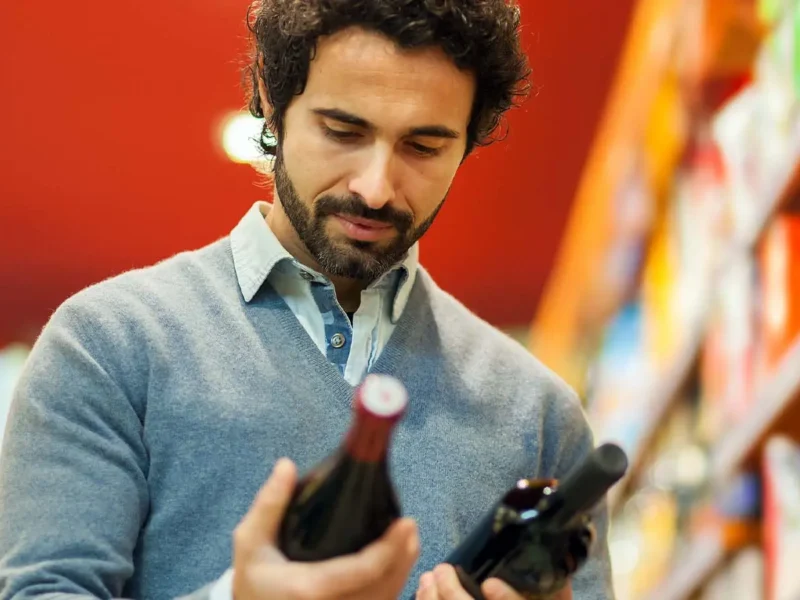 a man holding a wine bottle