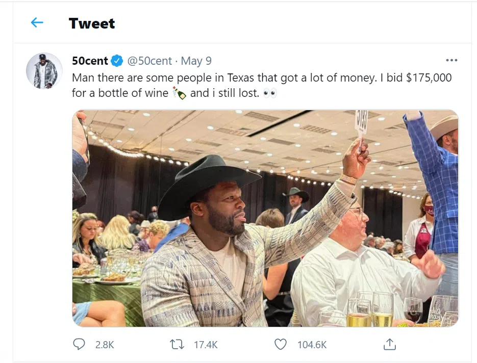50cent at a wine action