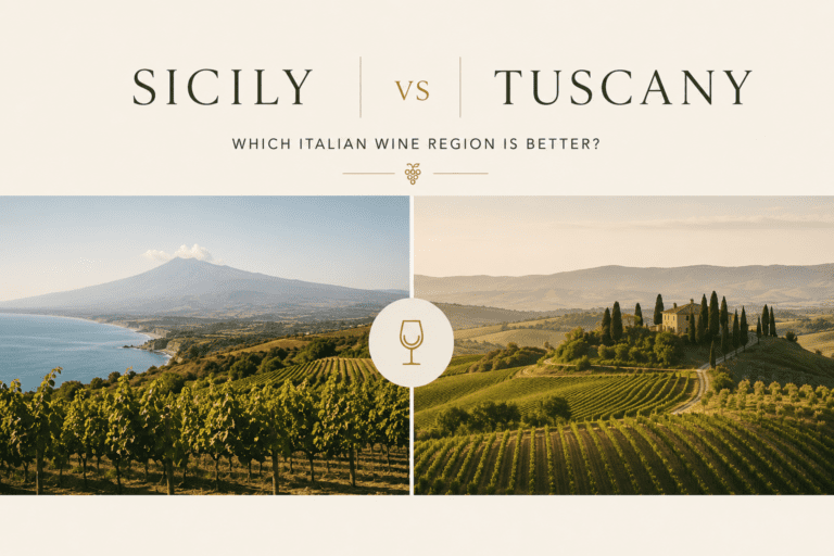 Sicily vs Tuscany wine vacation comparison featuring vineyards and coastal landscapes
