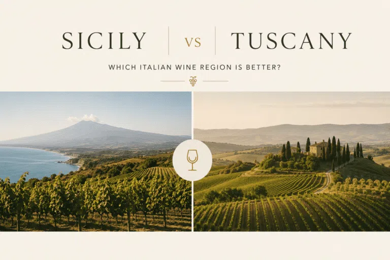 Sicily vs Tuscany wine vacation comparison featuring vineyards and coastal landscapes