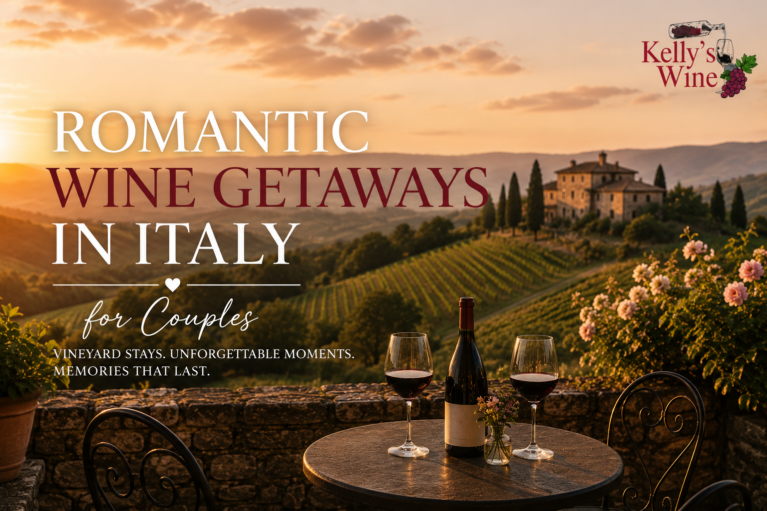 Romantic vineyard getaway in Italy with luxury wine estate scenery
