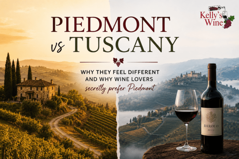 Piedmont and Tuscany vineyard landscapes during wine travel in Italy