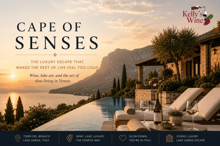 Cape of Senses luxury hotel overlooking Lake Garda at sunset