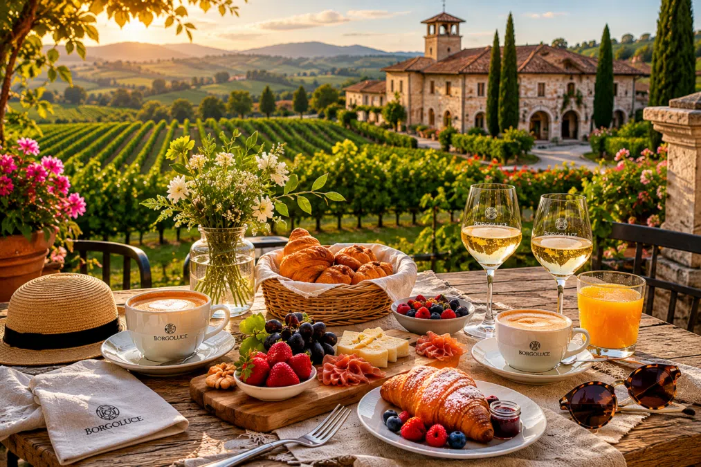 Luxury vineyard breakfast at Borgoluce in Veneto