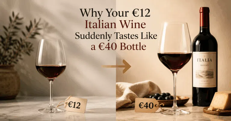Comparison of a €12 Italian wine and a premium-style wine illustrating how affordable Italian wine can taste expensive