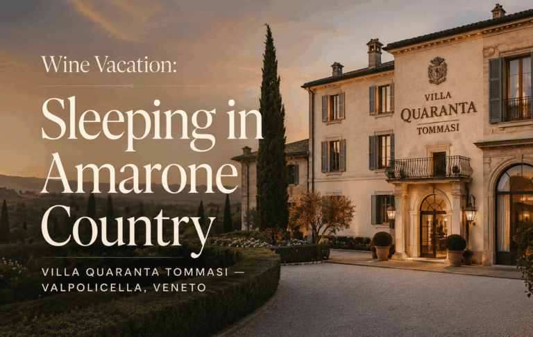 Luxury villa surrounded by vineyards in Valpolicella, Veneto, representing a wine vacation in Amarone country at Villa Quaranta Tommasi.