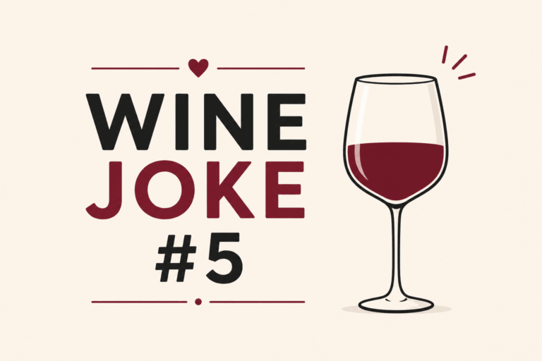 Minimal wine joke number 5 featured image with a red wine glass and funny wine humor theme.