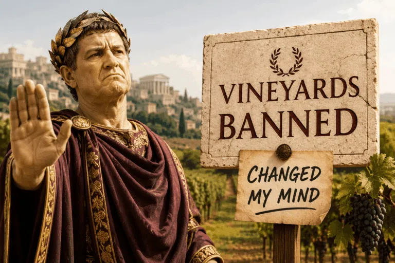 Roman emperor banning vineyards before reversing the decision