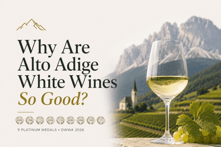 Alto Adige white wine with Dolomite vineyards and nine Platinum medals from DWWA 2026