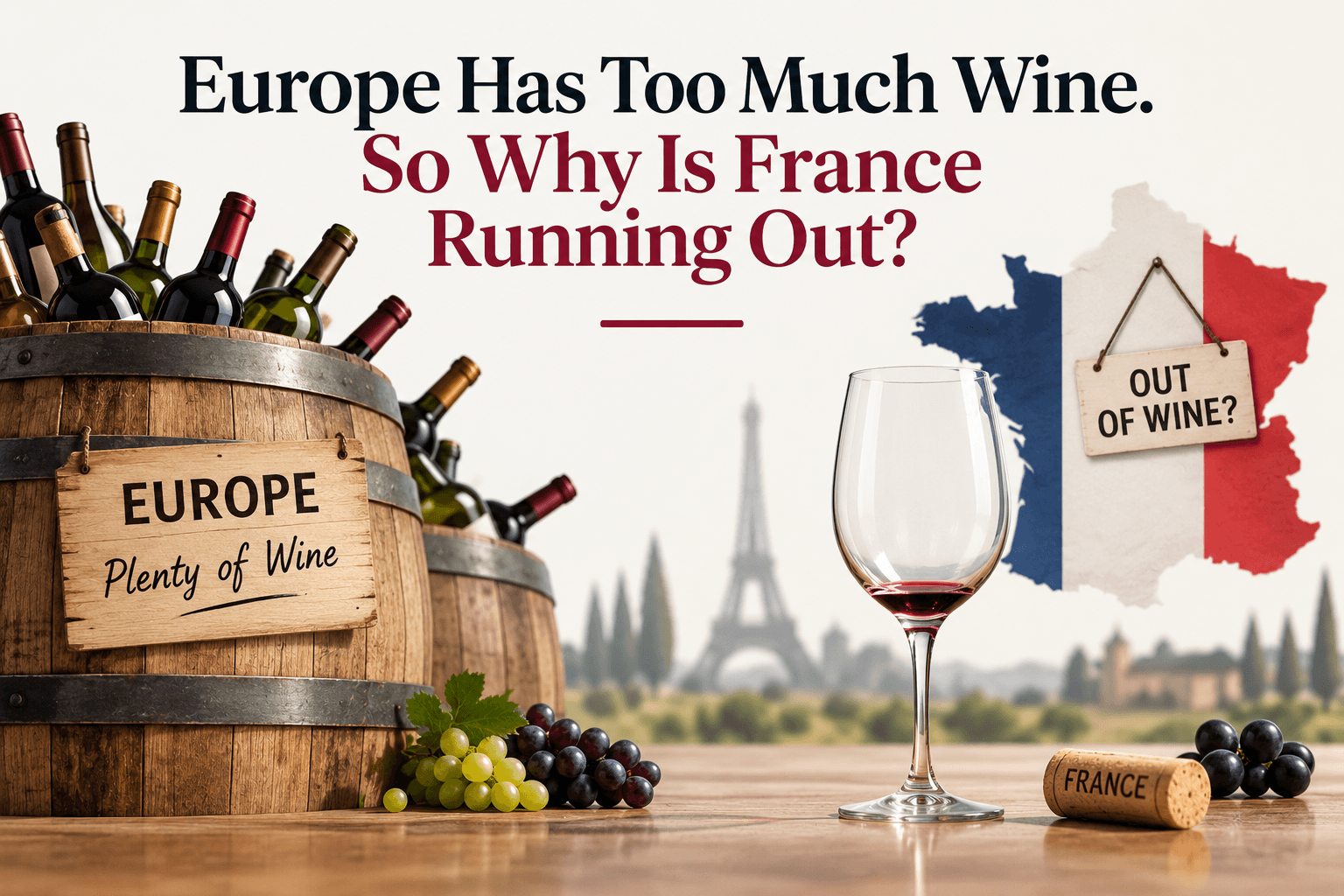 Europe wine surplus contrasted with France running short of wine