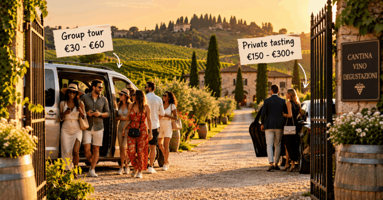 Group wine tour and private wine tasting in Veneto showing different tasting prices